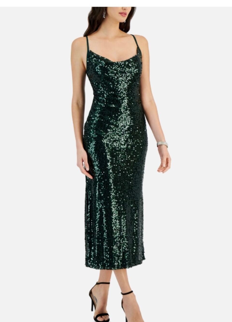 Taylor Emerald Green Sequin Spaghetti Strap Size 8 Dress Evening Party Formal